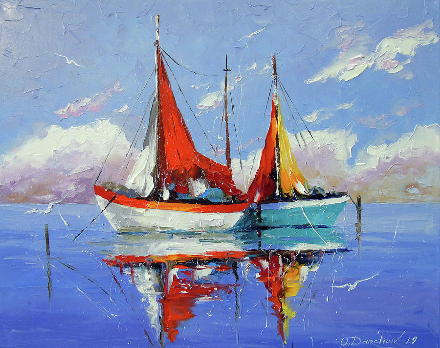 Sailboats Painting By Olha Darchuk - Fine Art America