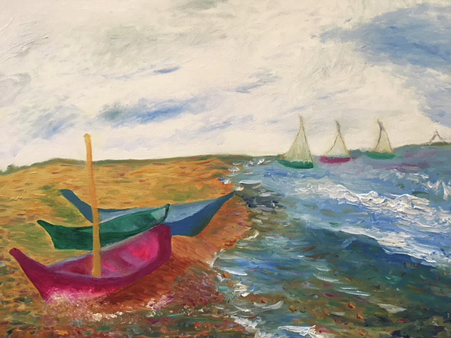 Sailboats on the Gulf of Mexico Painting by Susan Grunin