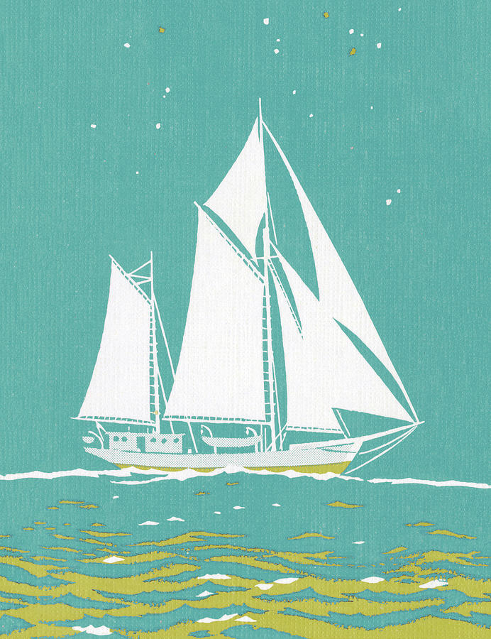 Vintage Drawing - Sailing Ship #1 by CSA Images