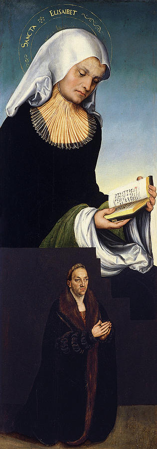 Portrait Painting - Saint Elizabeth with Duke George of Saxony as Donor #1 by Lucas Cranach the Elder