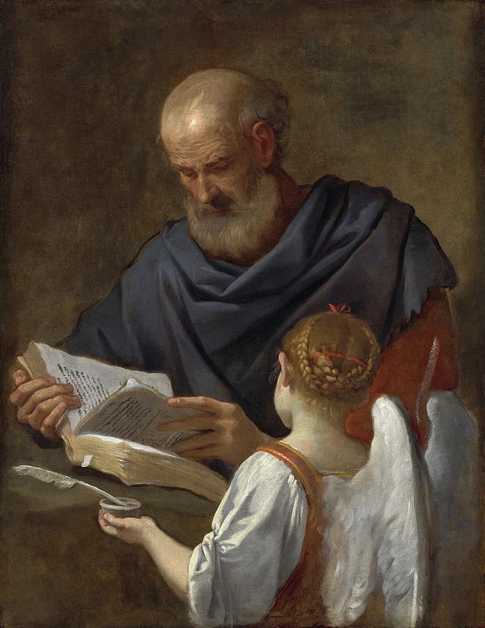 Saint Matthew And The Angel Painting by Simone Cantarini Saint Matthew And The Angel Painting by Simone Cantarini