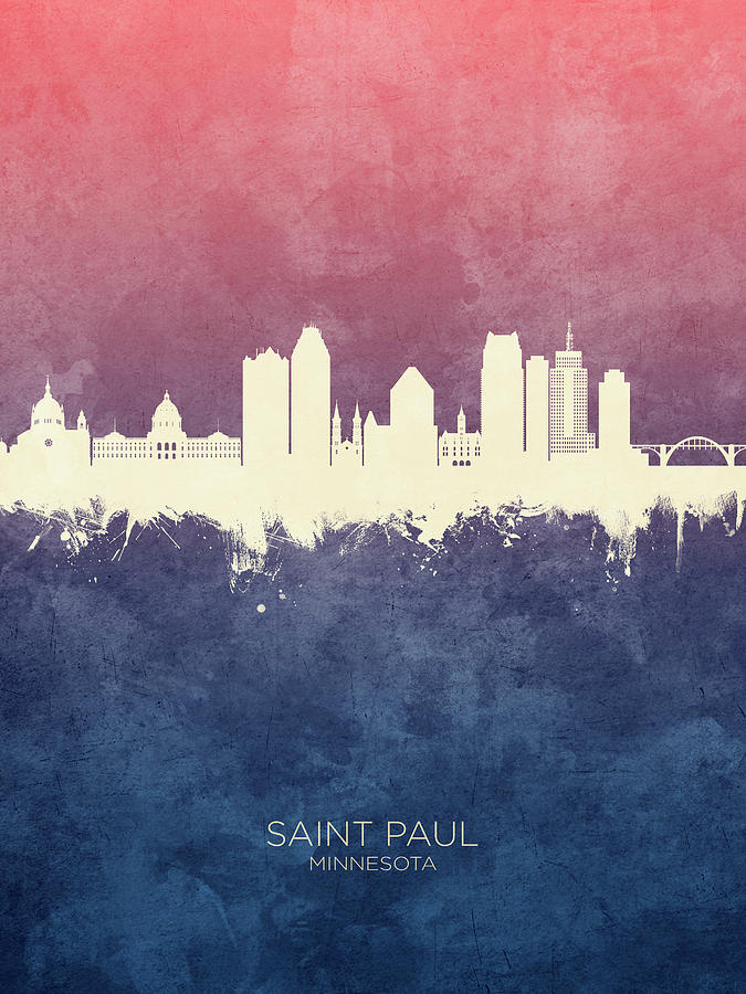 Saint Paul Minnesota Skyline #34 Duvet Cover by Michael Tompsett
