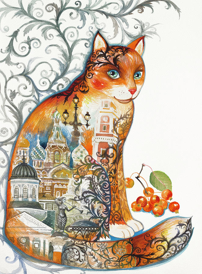 Animal Painting - Saint Petersburg Cat #1 by Oxana Zaika