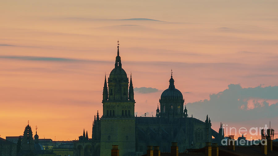 Salamanca Cathedral at Sunrise Silhouette Photograph by Pablo Avanzini