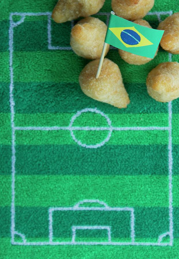 Salgadinhos filled Pastries, Brazil With Football-themed Decoration #1 Photograph by Schindler, Martina