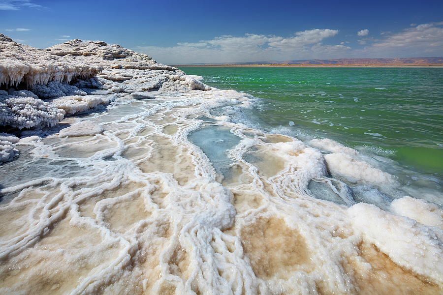 Salt Crystals On The Shore, Dead Sea, Jordan Valley, Jordan Digital Art ...