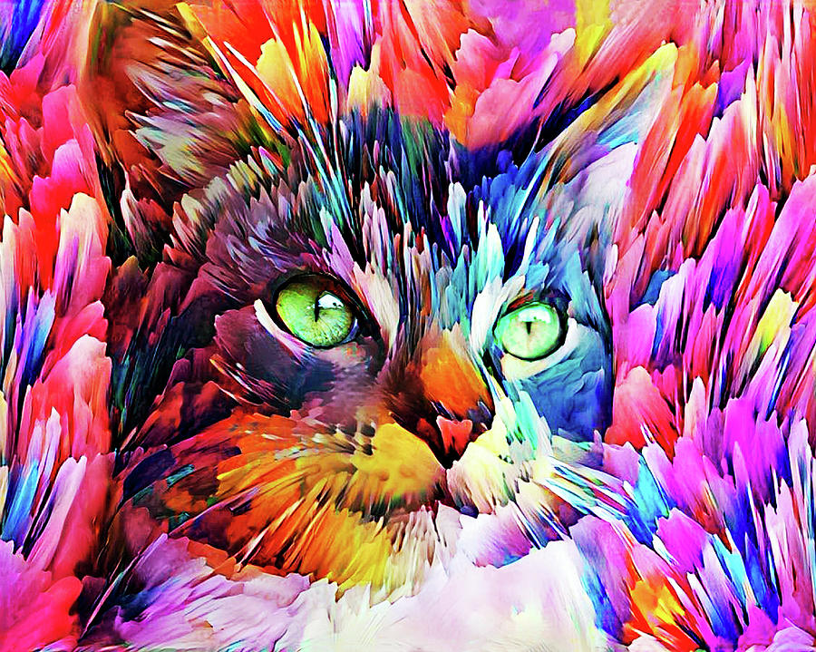 Sam the Colorful Tabby Cat #2 Digital Art by Peggy Collins