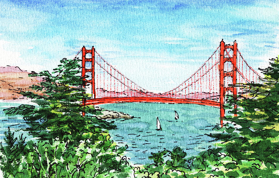 San Francisco California Golden Gate Bridge #1 Painting by Irina Sztukowski