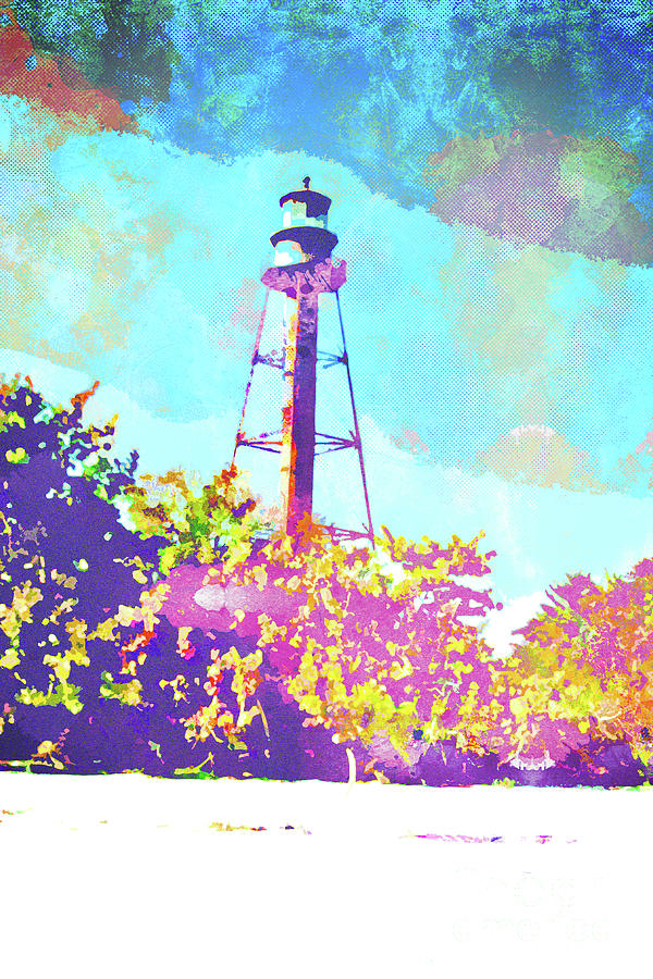 Abstract Watercolor - Sanibel Lighthouse Painting by Chris Andruskiewicz