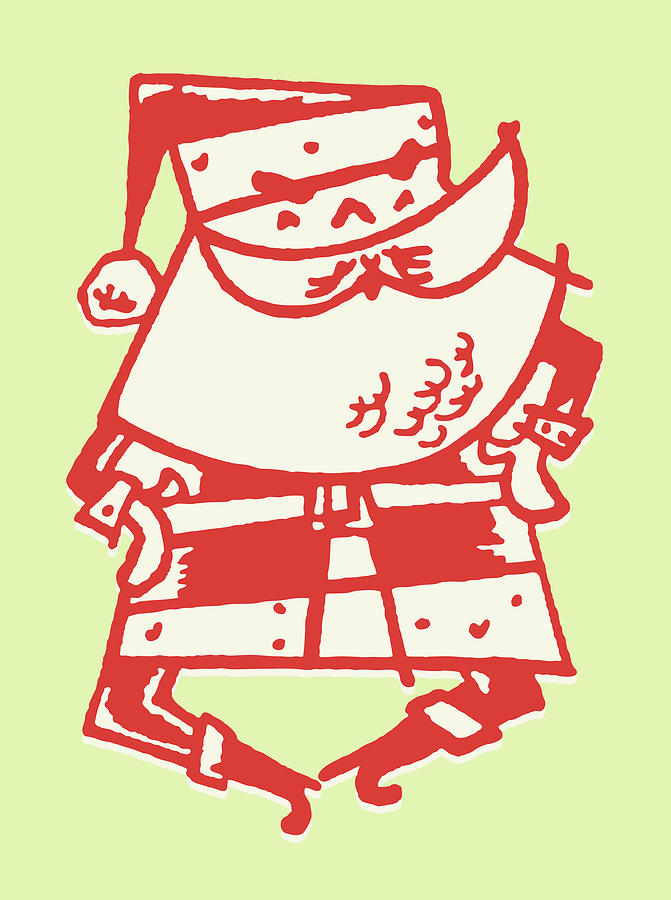 Christmas Drawing - Santa Claus Dancing a Jig #1 by CSA Images