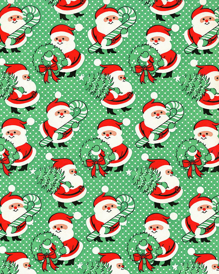 Christmas Drawing - Santa Claus Pattern #1 by CSA Images