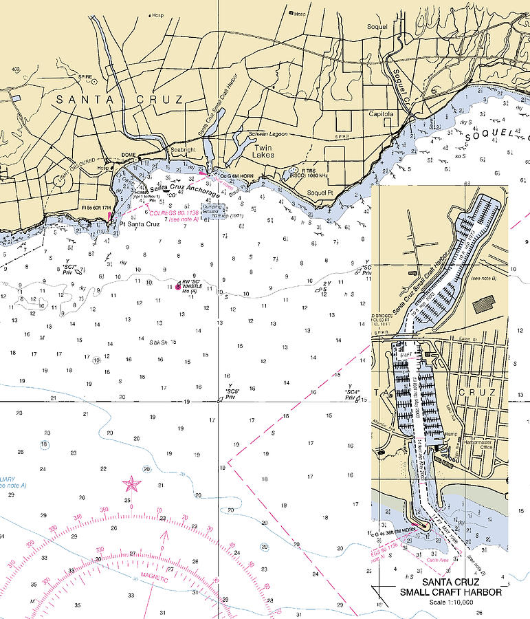 Santa Cruz-california Nautical Chart Mixed Media by Sea Koast - Fine ...