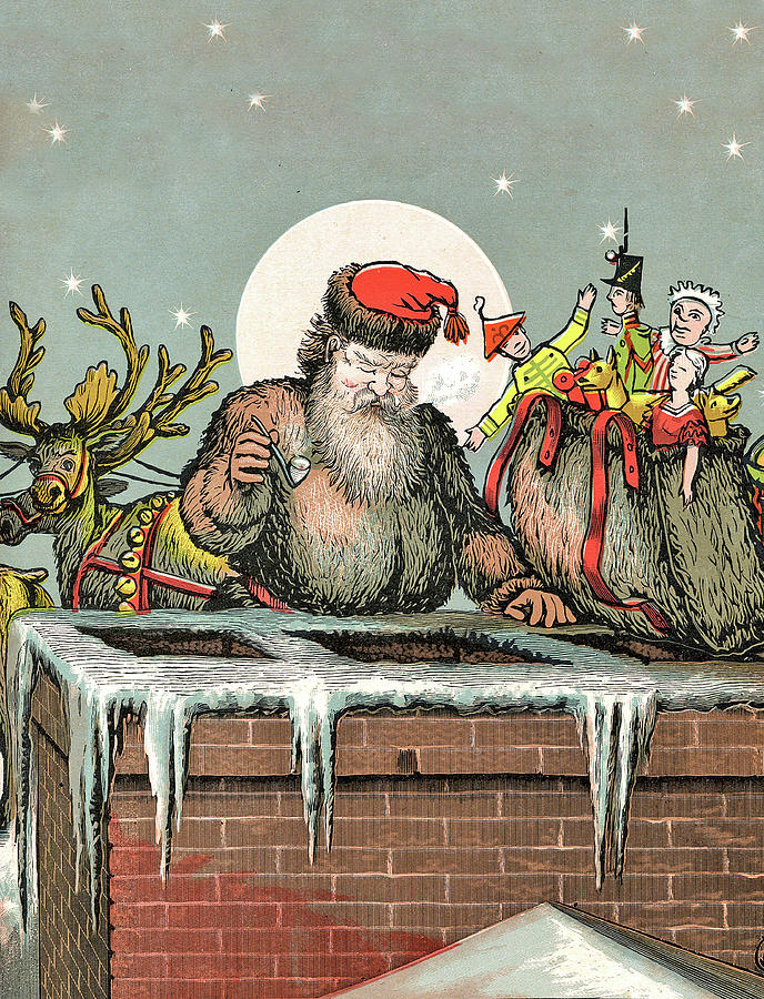Santa is coming through the chimney #1 Digital Art by Long Shot