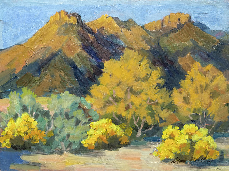 Santa Rosa Mountains and Brittle Bush #2 Painting by Diane McClary