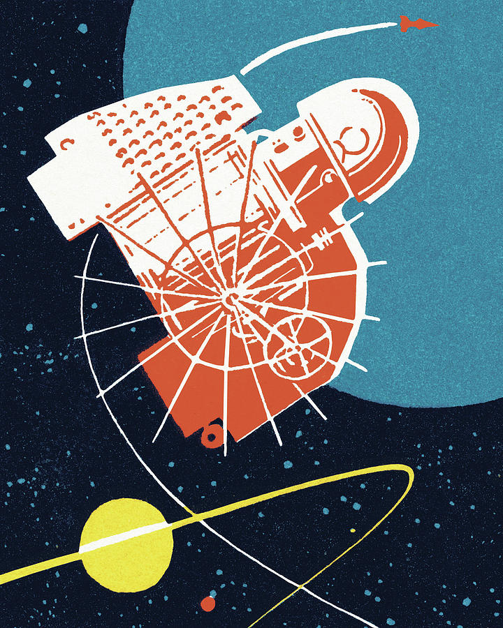 Science Fiction Drawing - Satellite in Outer Space #1 by CSA Images