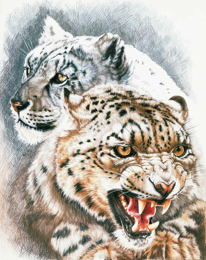 Snow Leopard Painting - Savage Perfection #1 by Barbara Keith