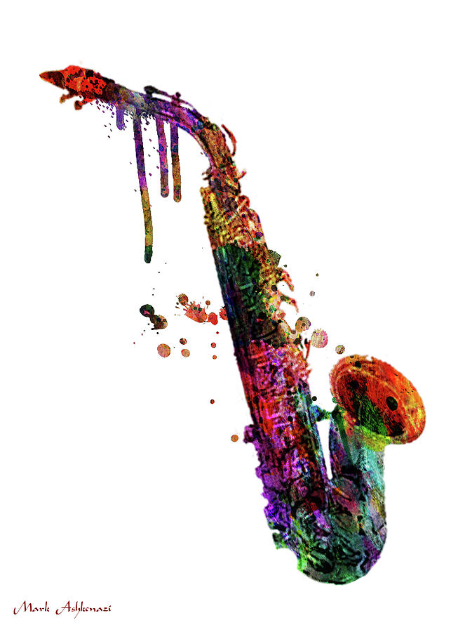 Music Mixed Media - Saxophone 2 #1 by Mark Ashkenazi