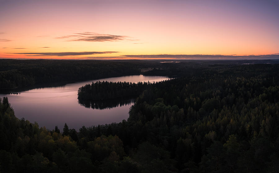 Fall Photograph - Scenic Landscape With Before Sunrise #1 by Jani Riekkinen