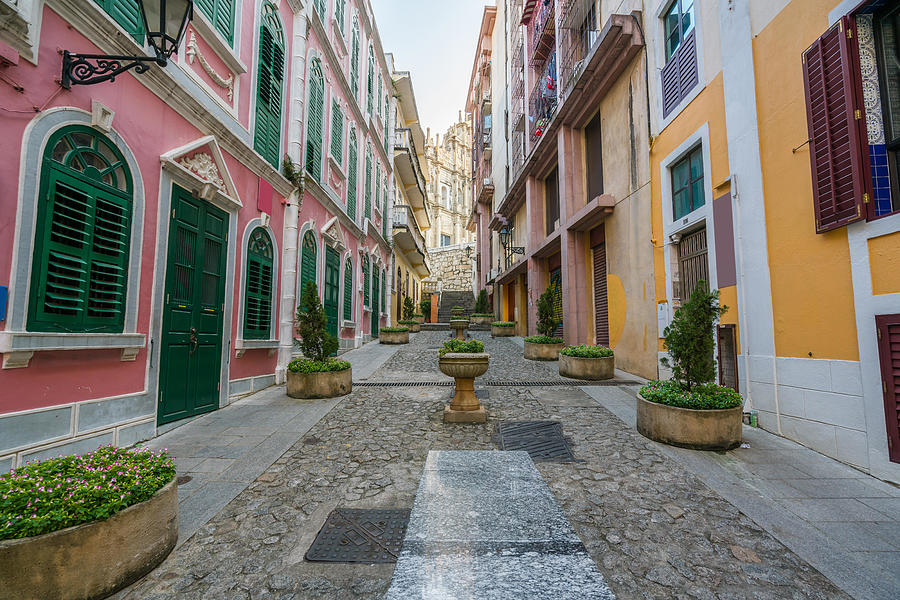 Architecture Photograph - Scenic Street In The Old Town In Macau #1 by Prasit Rodphan