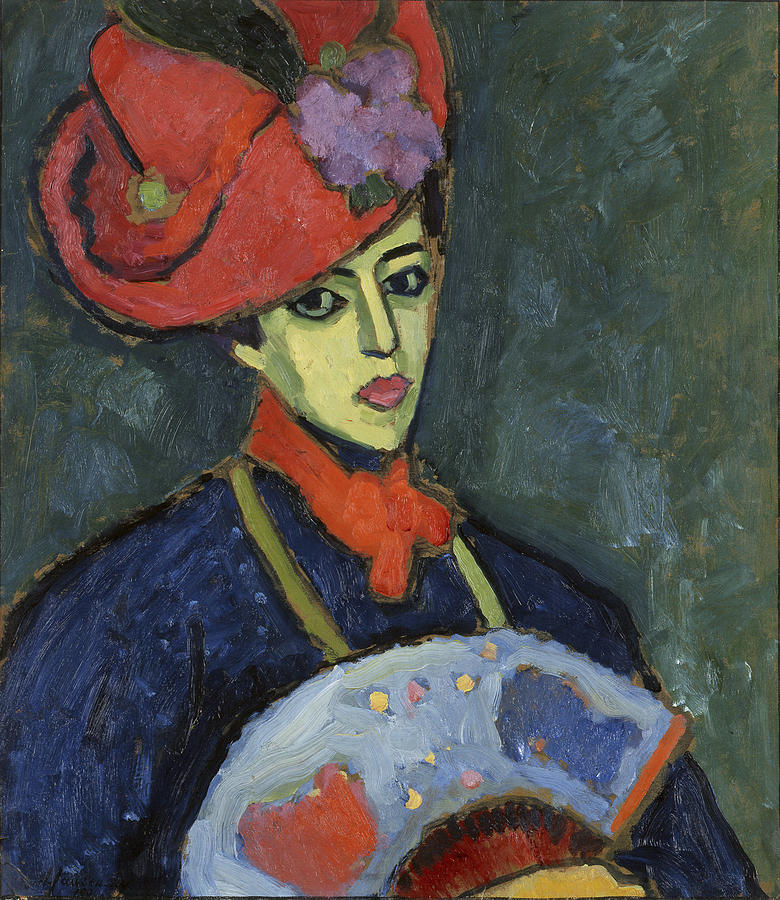 Schokko with Red Hat  Painting by Alexei Jawlensky