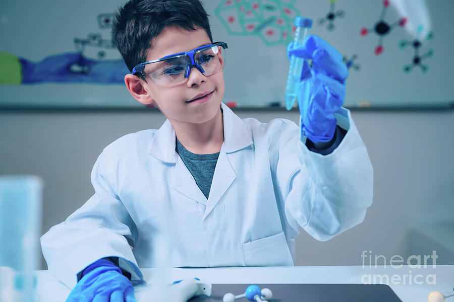 Schoolboy Doing Chemistry Experiment #1 Photograph by Microgen Images/science Photo Library