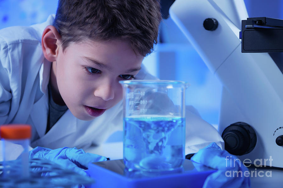 Schoolboy Doing Science Experiment #1 Photograph by Microgen Images/science Photo Library