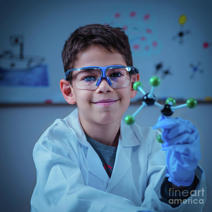 Schoolboy Holding Molecular Model #1 Photograph by Microgen Images/science Photo Library