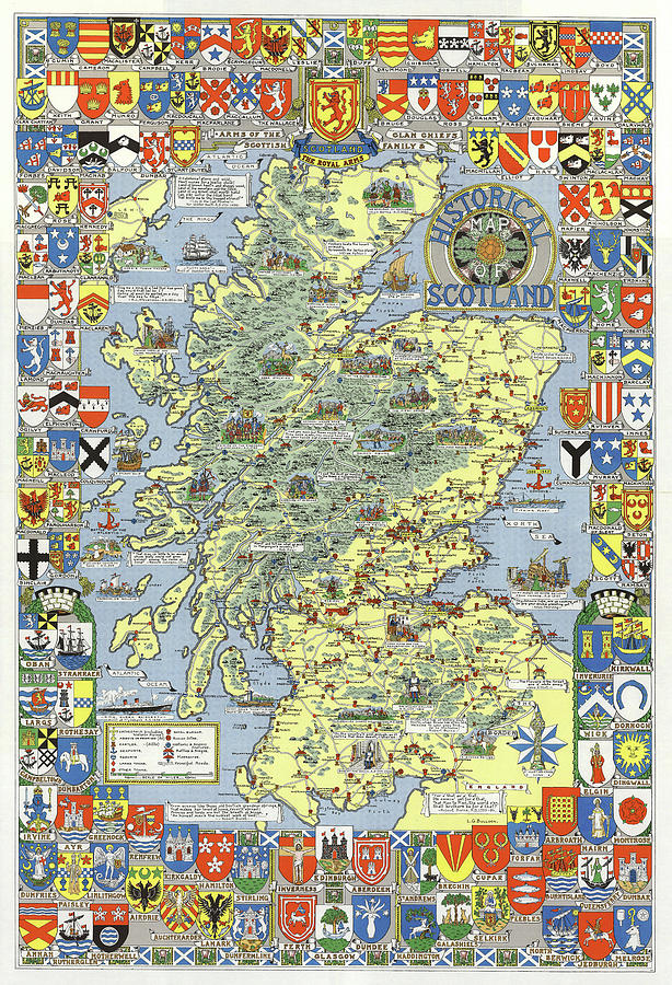 MAP REPRO ANTIQUE BARTHOLEMEW SCOTLAND COUNTIES LARGE ART PRINT LF879 