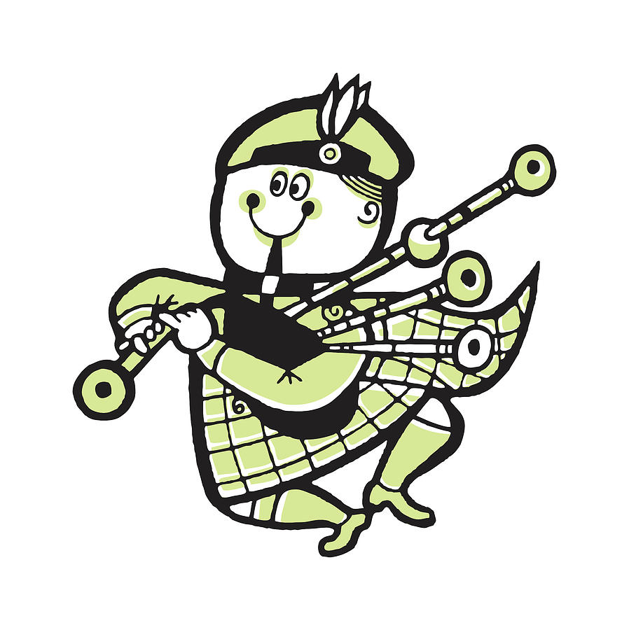 Music Drawing - Scotsman Playing Bagpipes #1 by CSA Images