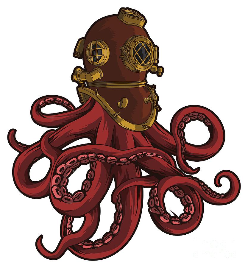 Scuba Octopus DeepSea Diving Digital Art by Mister Tee Pixels