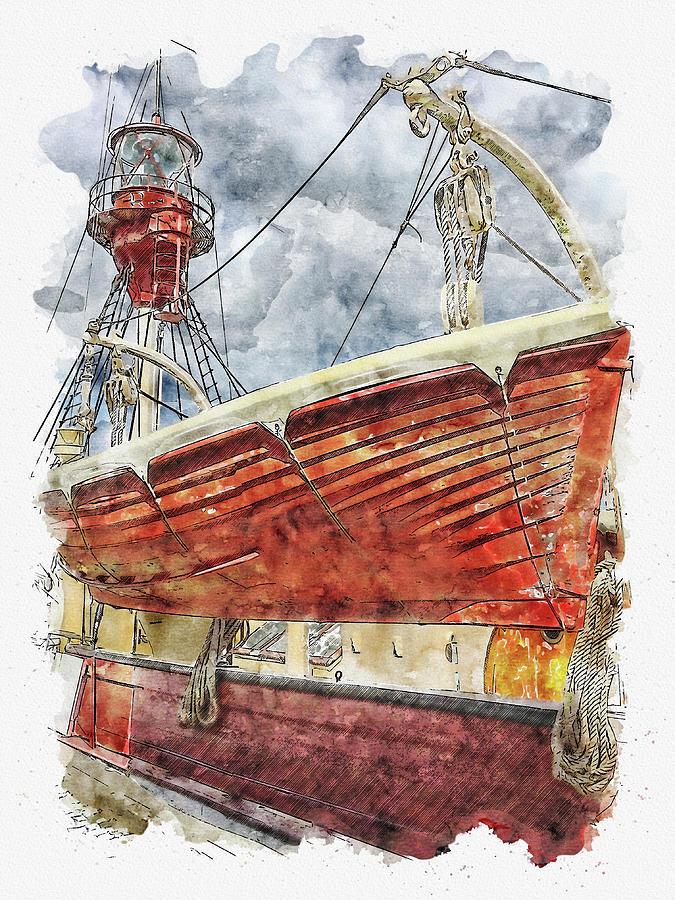 Sea #watercolor #sketch #sea #boat #1 Digital Art by TintoDesigns