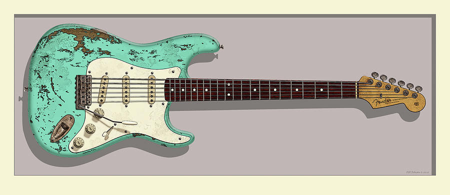 Seafoam Green Stratocaster #1 Digital Art by WB Johnston