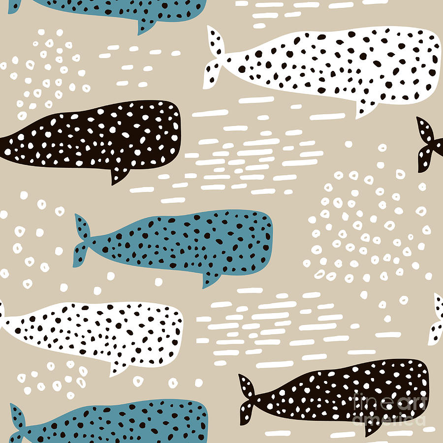 Seamless Pattern With Whale. Childish #1 Digital Art by Solodkayamari