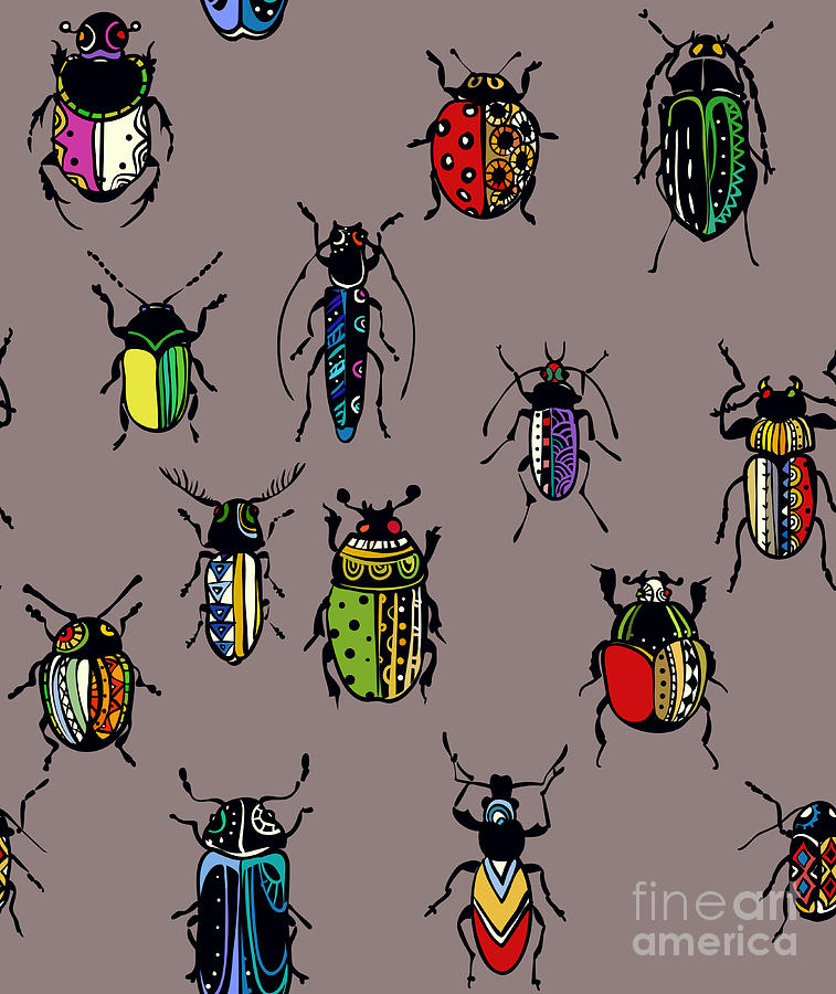Placemats Digital Art - Seamless Texture With Funny Bugs by Eva mask Placemats Digital Art - Seamless Texture With Funny Bugs by Eva mask