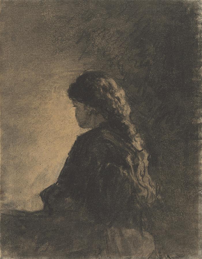 Vintage Painting - Seated Girl by William Morris Hunt