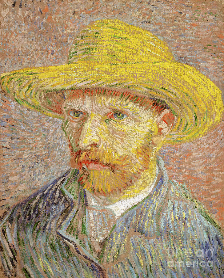 Self-Portrait with a Straw Hat, 1887 Painting by Vincent Van Gogh
