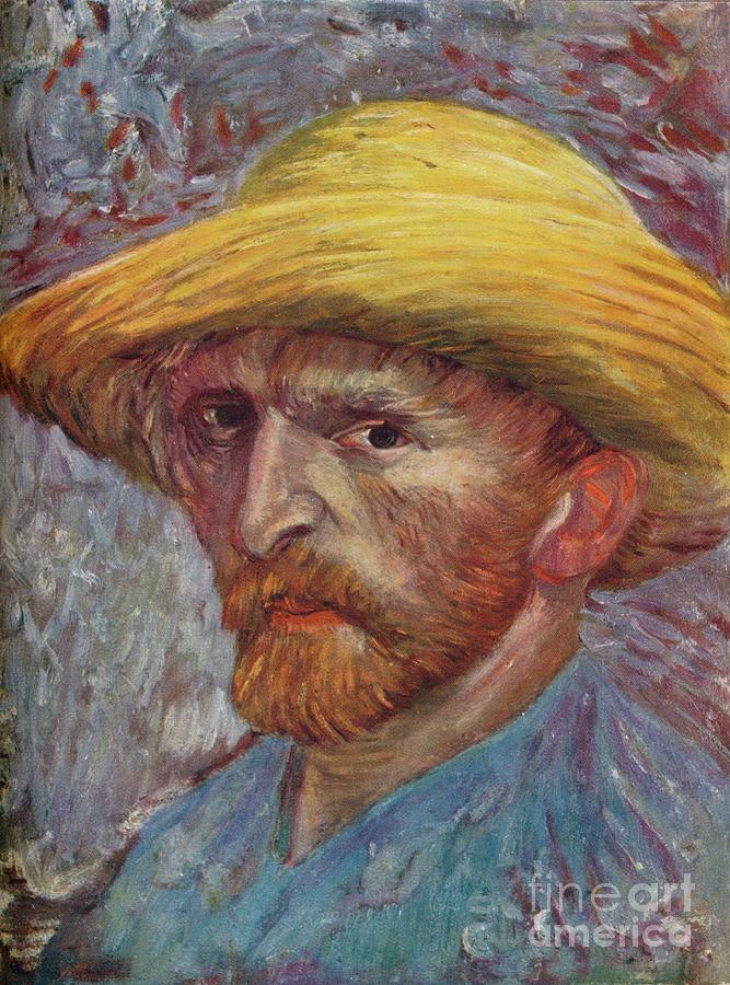 Self Portrait With Straw Hat, 1887 #1 Drawing by Print Collector
