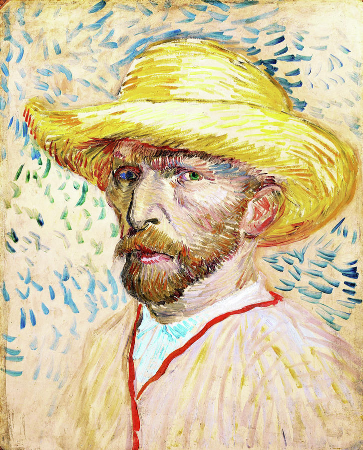 Vincent Van Gogh Painting - Self-portrait with straw hat - Digital Remastered Edition #2 by Vincent van Gogh