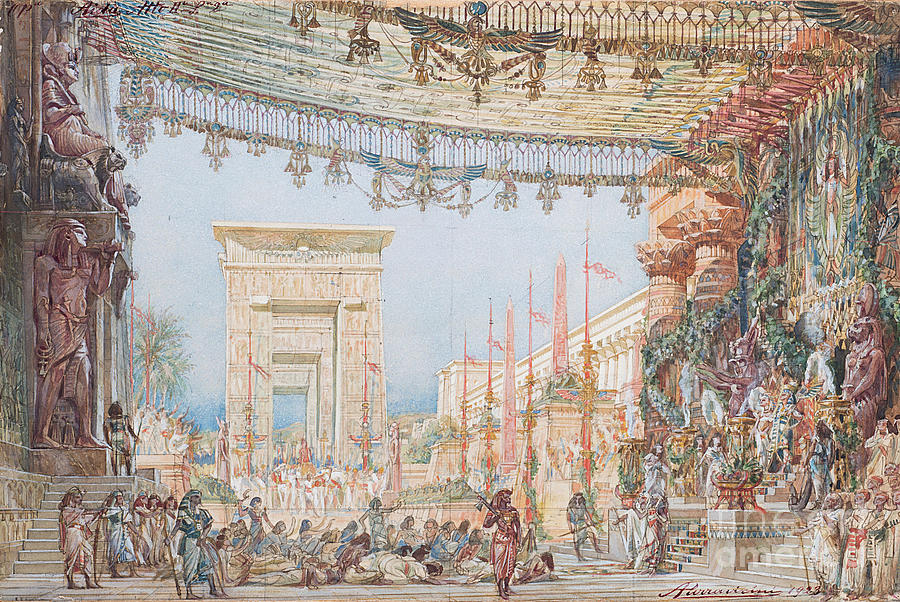 Set Design For The Opera Aida #1 Drawing by Heritage Images