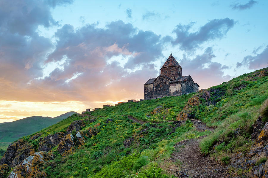 Architecture Photograph - Sevanavank Church On Lake Sevan At Sunset, Sevan, Gegharkunik Province, Armenia #1 by Cavan Images