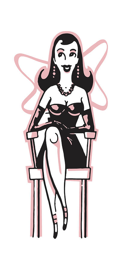 Vintage Drawing - Sexy Woman Sitting in Chair #1 by CSA Images