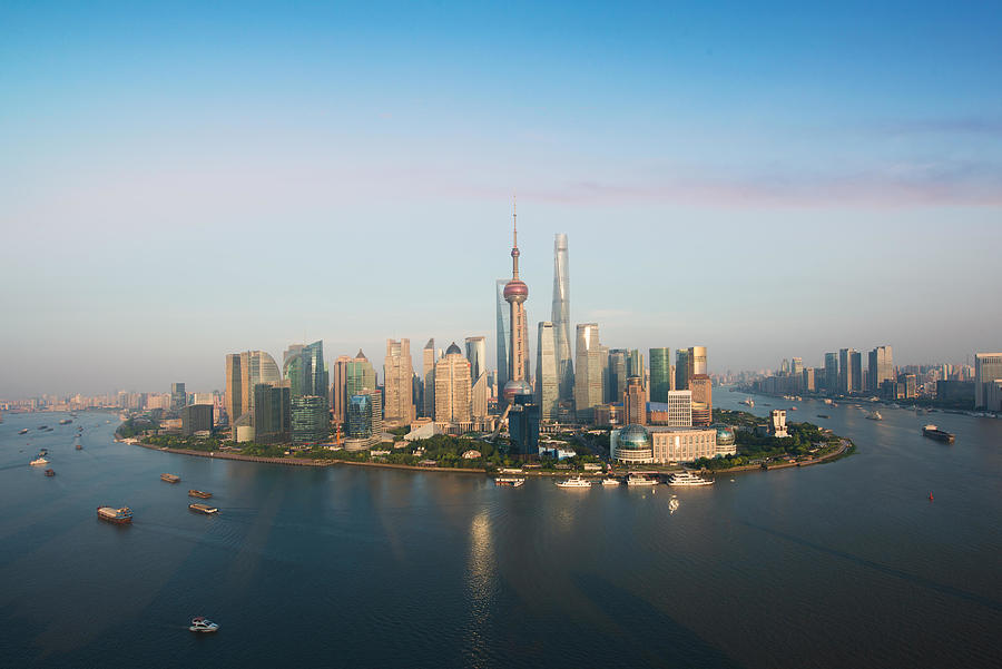 Architecture Photograph - Shanghai Skyline City Scape, Shanghai #1 by Prasit Rodphan