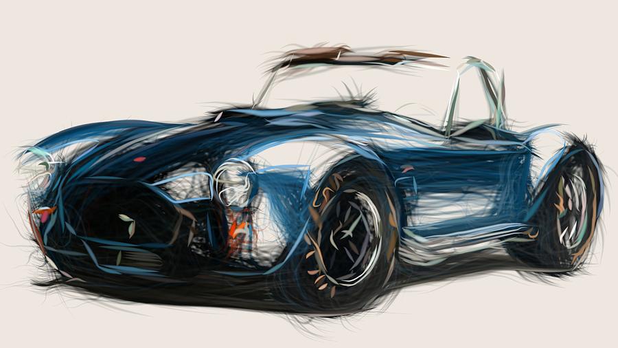 Shelby Cobra 427 SC Draw #1 Digital Art by CarsToon Concept