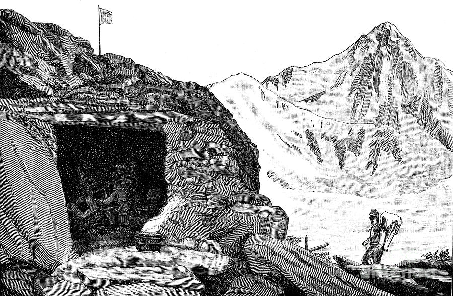 Shelter Built By The Glaciologist Louis #1 Drawing by Print Collector