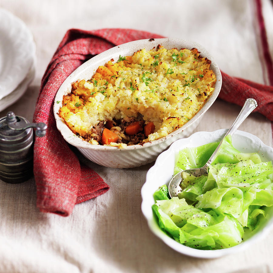 Shepherds Pie With Lamb And Cabbage #1 Photograph by Karen Thomas