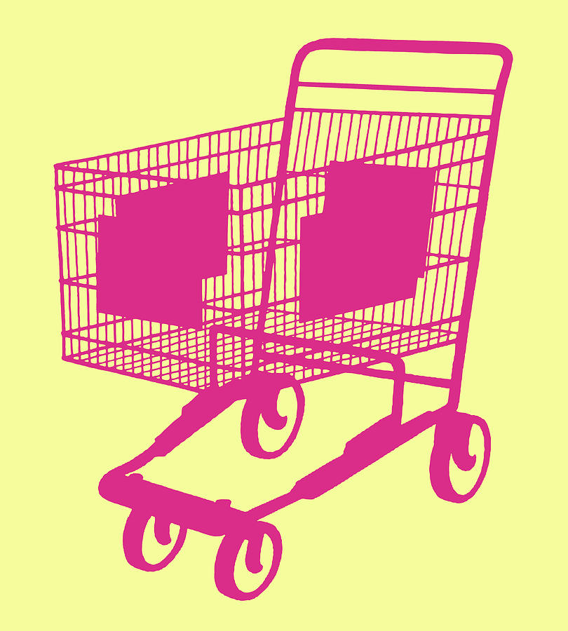 Vintage Drawing - Shopping Cart #1 by CSA Images