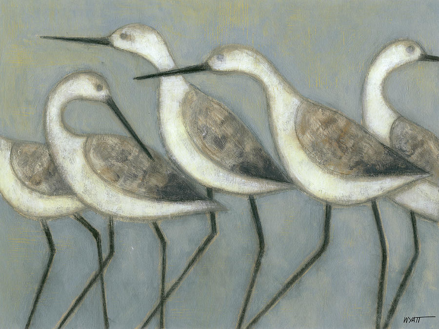 Coffee Painting - Shore Birds I #1 by Norman Wyatt
