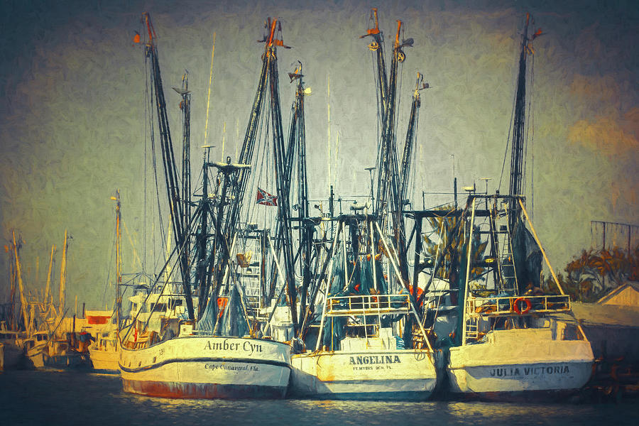Shrimp Boats #2 Digital Art by Robert FERD Frank