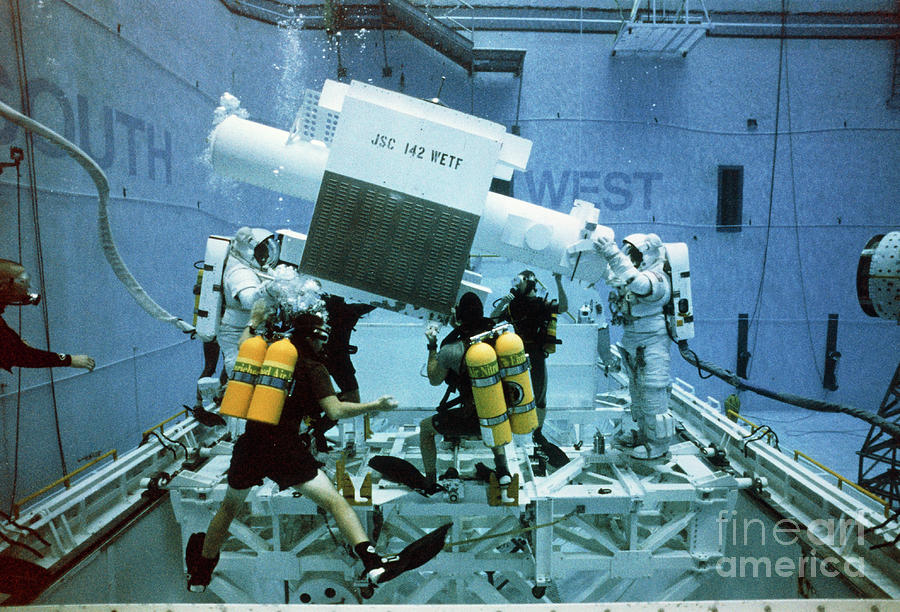 Space Photograph - Shuttle Crew Training In A Buoyancy Tank #1 by Nasa/science Photo Library