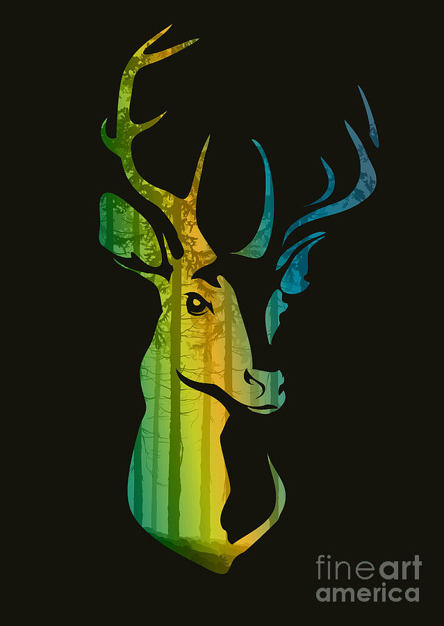 Deer Digital Art - Silhouette Of A Head Of A Deer With by Eva mask Deer Digital Art - Silhouette Of A Head Of A Deer With by Eva mask